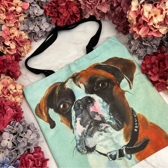 Eco-Friendly Handsome Brown and White Boxer Dog Folding Tote Bag - Picture 3 of 13